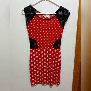 Red and white polka dot dress